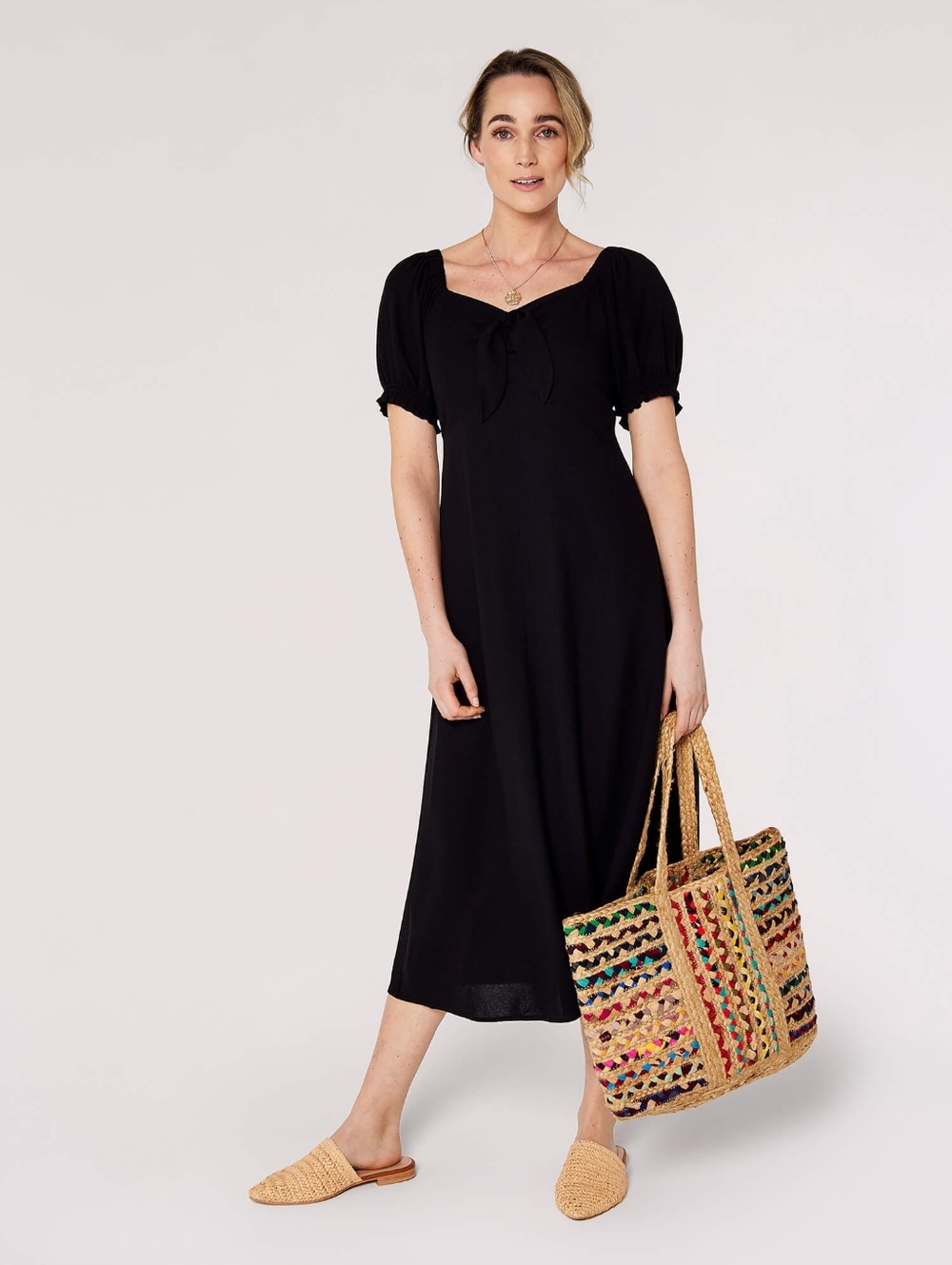 Puff sleeve midi dress HAS POCKETS!